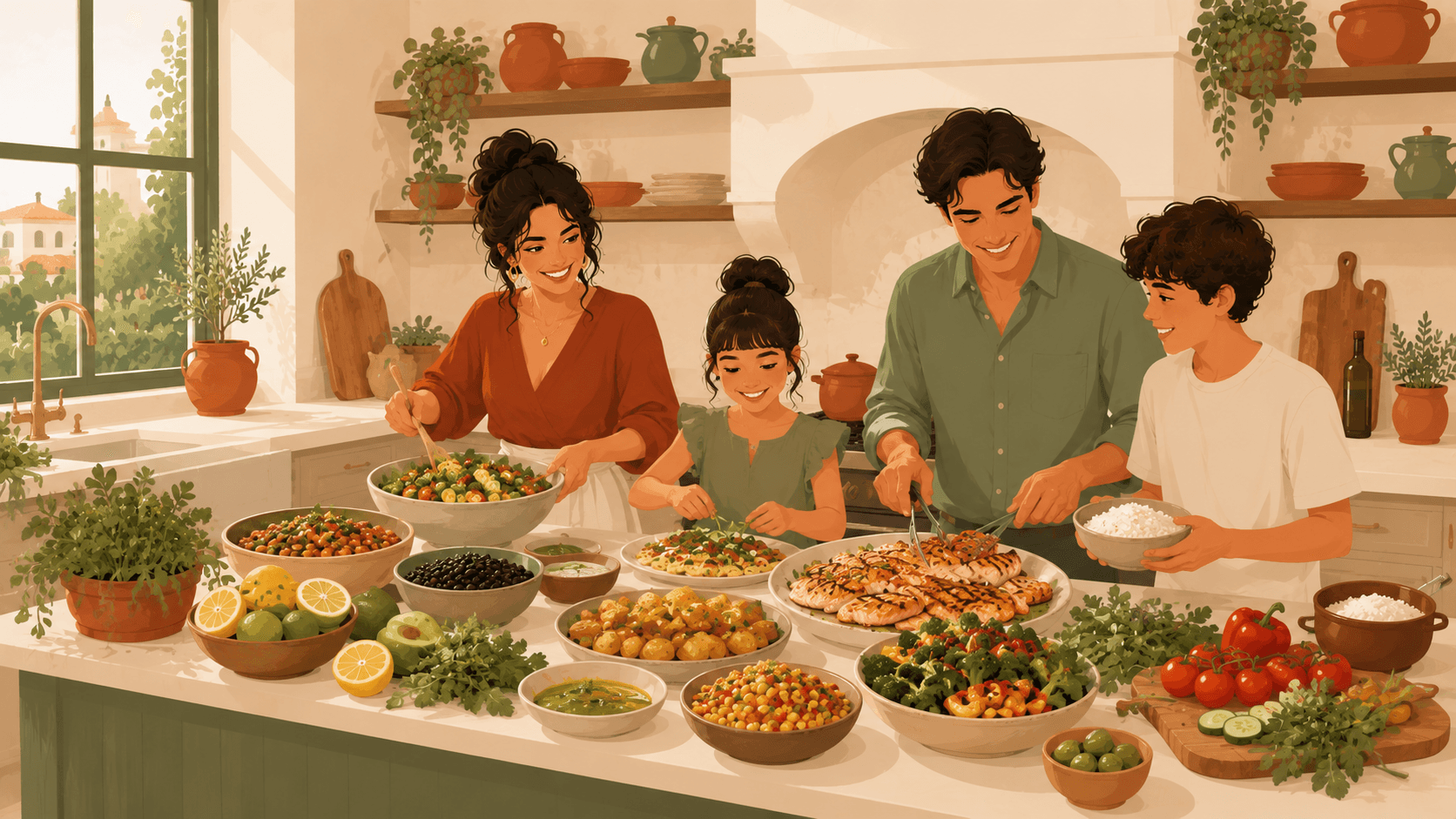 Family cooking a gluten-free celiac-safe meal together - WizeMeals Celiac Plan